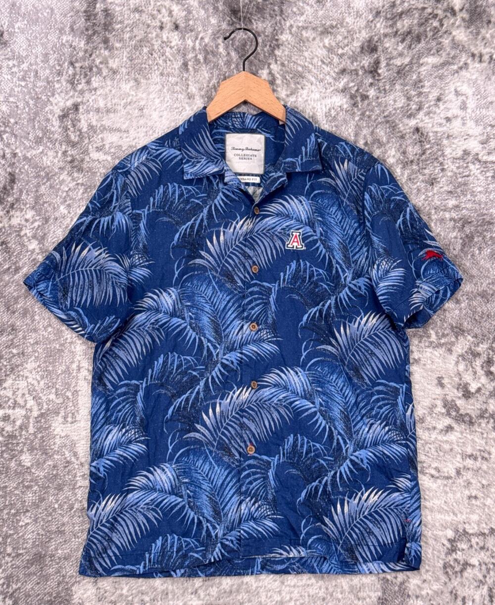 Tommy Bahama Shirt Small Mens Arizona Wildcats College Series Standard Fit Silk